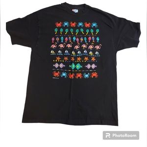 Vintage 1990 Beach Shirt Crabs Palmtree Fish Boat Starfish Flamingo 90s NAUTICAL